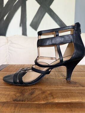Nine West Black Strappy Cage Heel Sandals